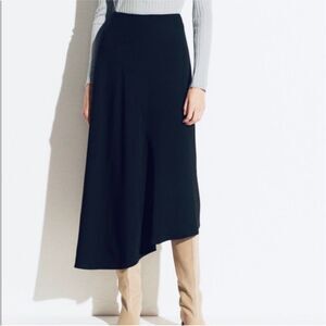 Vince Asymmetrical Black Lagenlook Minimalist Midi Skirt Modern Office Work
